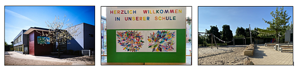 Hintereingang vom Hof - Schulgebäude im Frühling